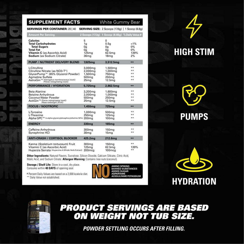 EHP Labs HECTIC packaging shows no fillers or banned substances