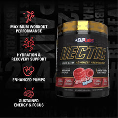 EHP Labs Hectic Raspberry Refresh nutrient delivery image hints at optimized performance support.