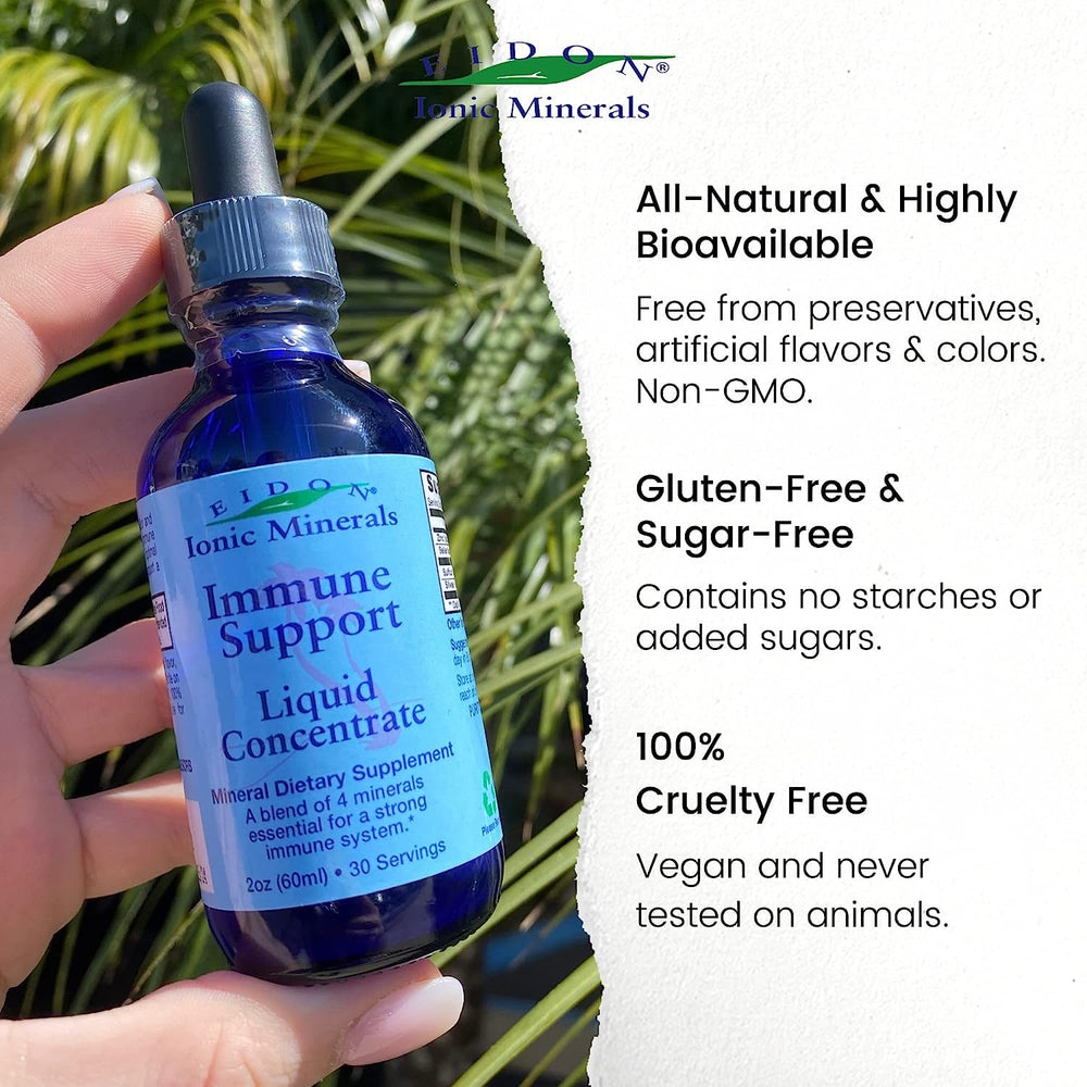 Vegan all-natural immune support liquid bottle with label