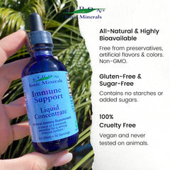 Vegan all-natural immune support liquid bottle with label