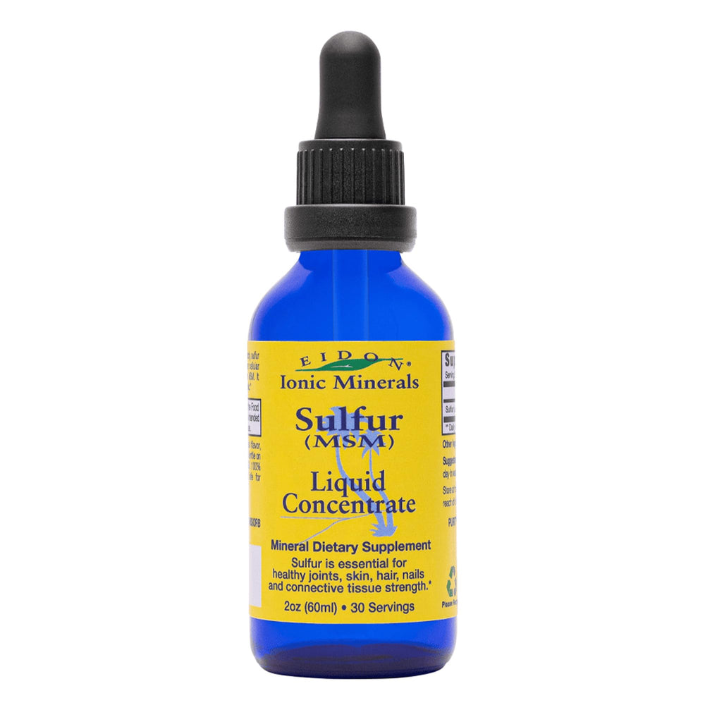 Front view of Eidon Ionic Minerals Liquid Sulfur Drops 2 oz bottle