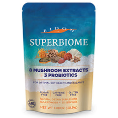 Eidon SuperBiome bottle with label on a clean surface