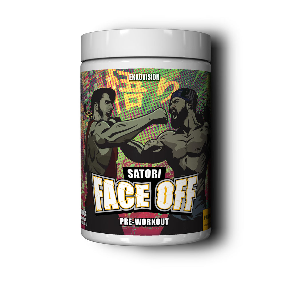 Ekkovision Satori Face Off pineapple tingling bottle ready for workout