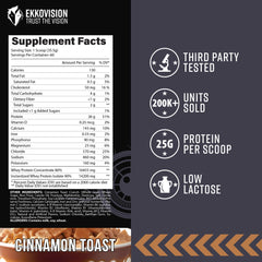 Glass of shake prepared with Ekkovision Cinnamon Toast Cereal protein powder