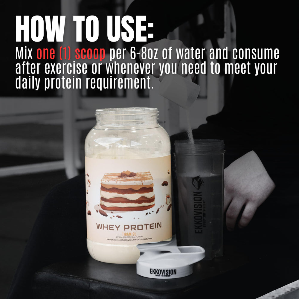 Ekkovision whey protein ingredients label highlighting low-lactose formula.