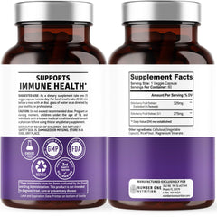 Elderberry capsules label with ingredients and non-GMO claims