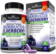 BioSchwartz elderberry capsules with zinc and vitamin C – 60-count bottle