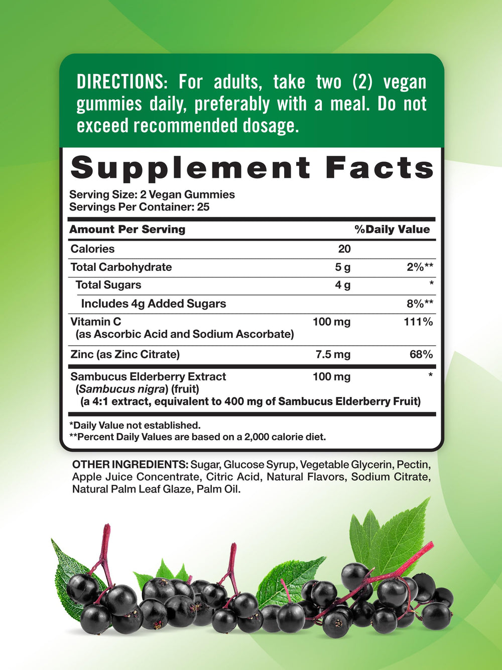 Berry-flavored elderberry gummies with vitamin C and zinc