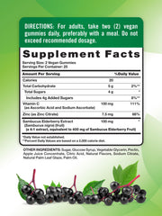 Berry-flavored elderberry gummies with vitamin C and zinc