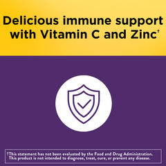 Gluten-free elderberry gummies with Vitamin C and Zinc, raspberry flavor.