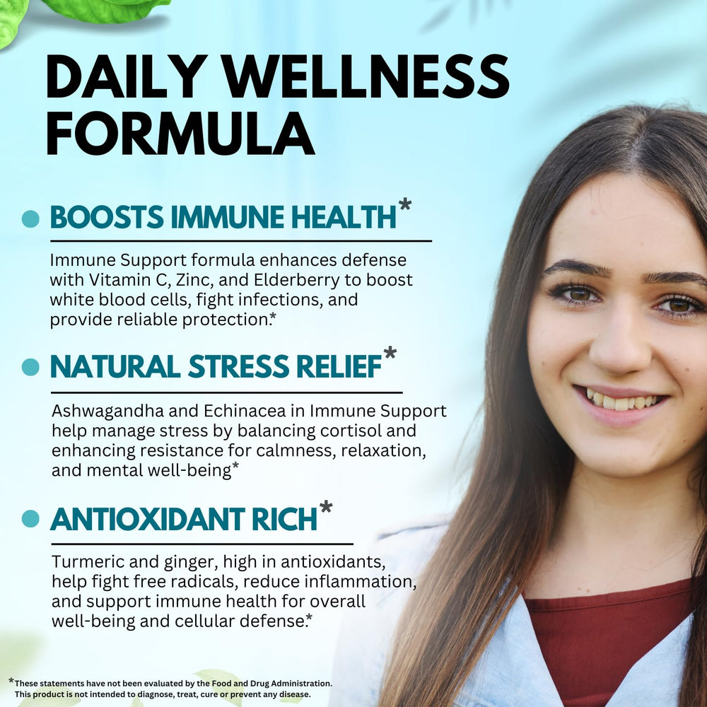 Graphic showing the 8 immune-boosting ingredients