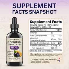 Product setup showing elderberry drops and glass bottle on a clean surface