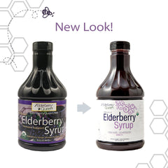 Elderberry Queen syrup bottle and product label