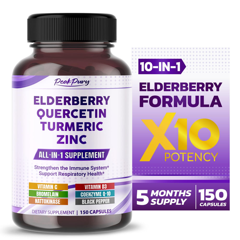 Bottle label for Elderberry Quercetin Turmeric Zinc supplement