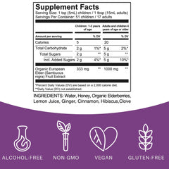 Elderlane Elderberry Syrup with immune-support ingredients for kids and adults