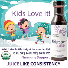 Pouring elderberry syrup showing smooth texture