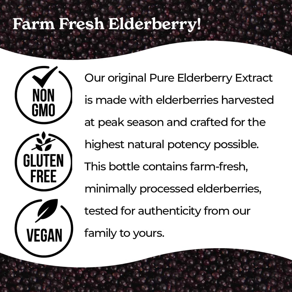 Close-up of elderberry extract label showing ingredients