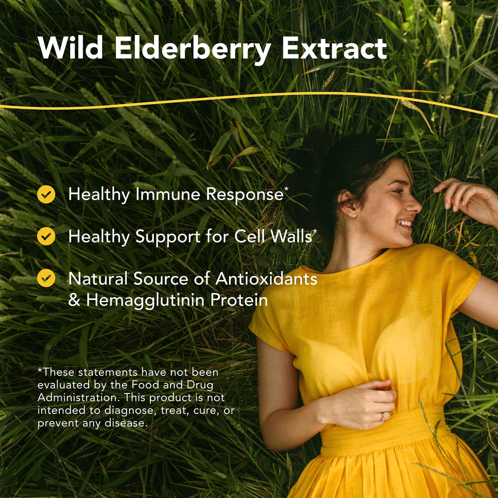 Close-up of Elderol bottle with purple elderberry imagery