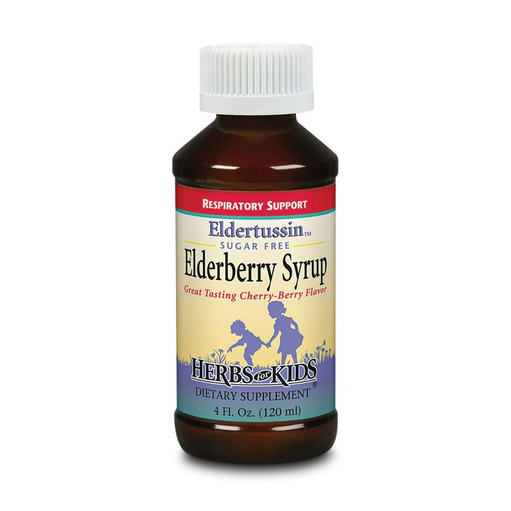 Eldertussin Elderberry Syrup Cherry Berry 4oz bottle – front view