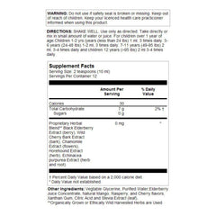 Eldertussin Elderberry Syrup Cherry Berry 4oz bottle – back/label view