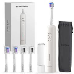 Electric toothbrush demonstrating Bass brushing technique with angled head