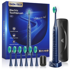 Blue electric toothbrush for adults and kids front view