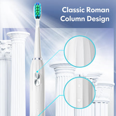 Nine brush heads included with visual replacement reminder