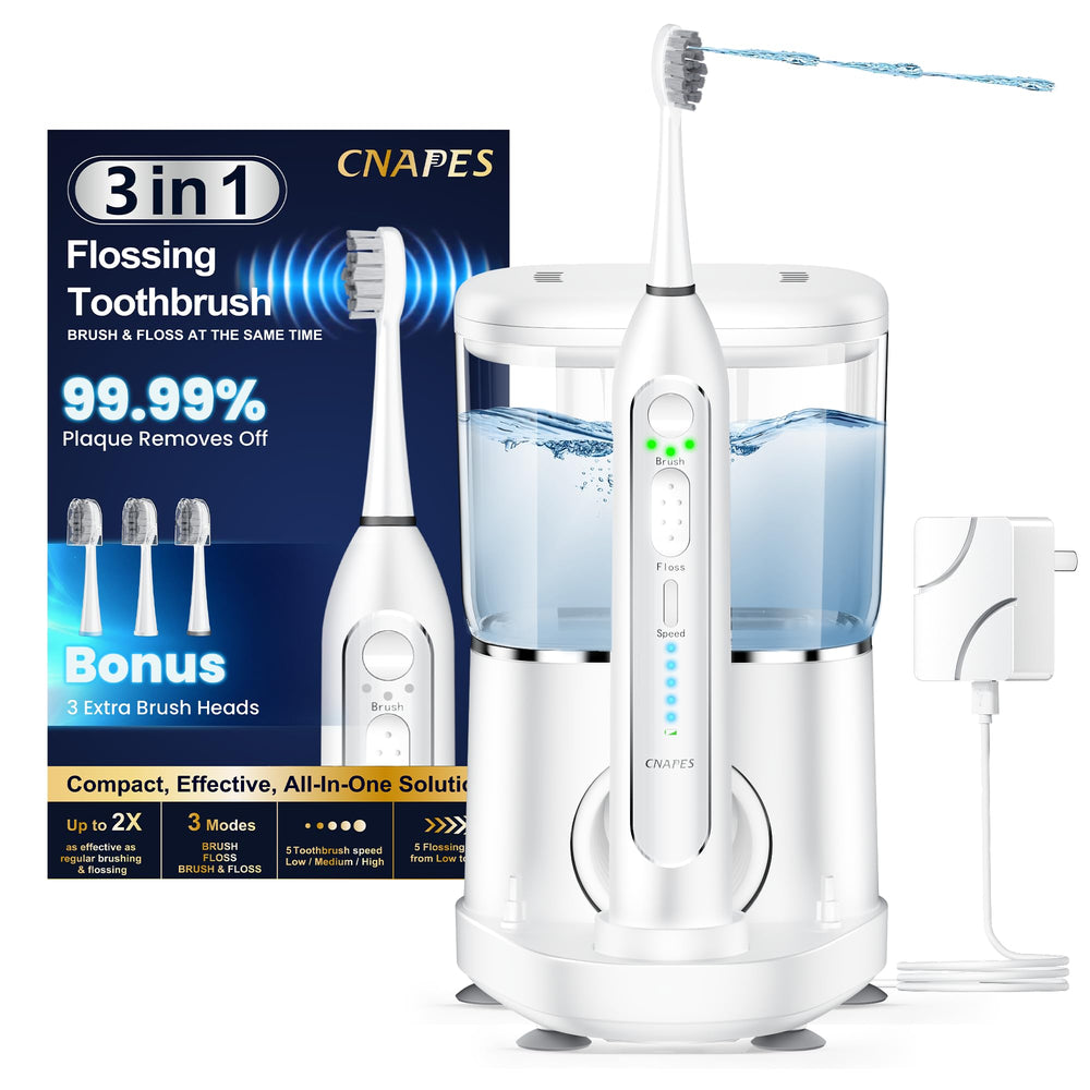 Electric toothbrush with water flosser 3-in-1 main device on display