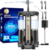 Front view of Electric Toothbrush with Water Flosser in black