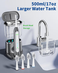 Full product image showing integrated brush and water flossing system