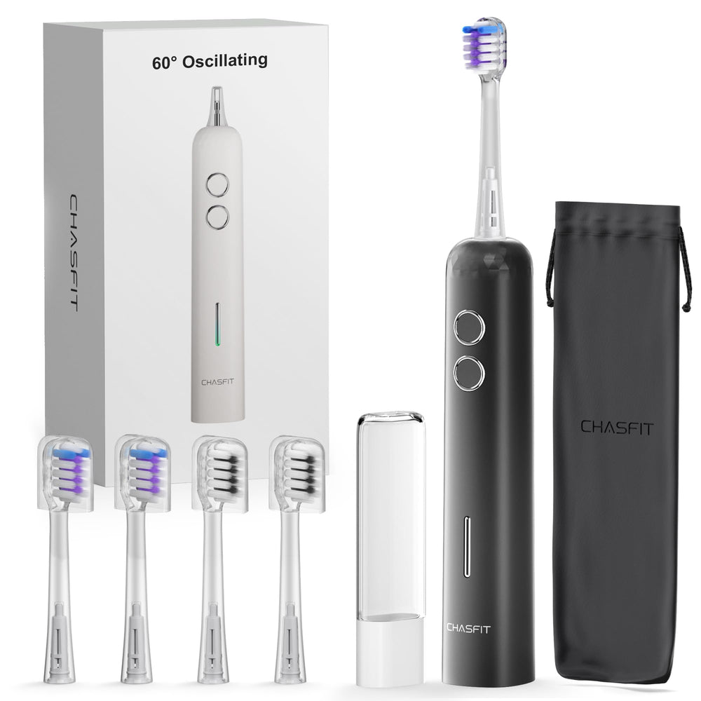 Electric toothbrush with wave oscillation and sonic cleaning