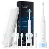 Front view of white electric toothbrush