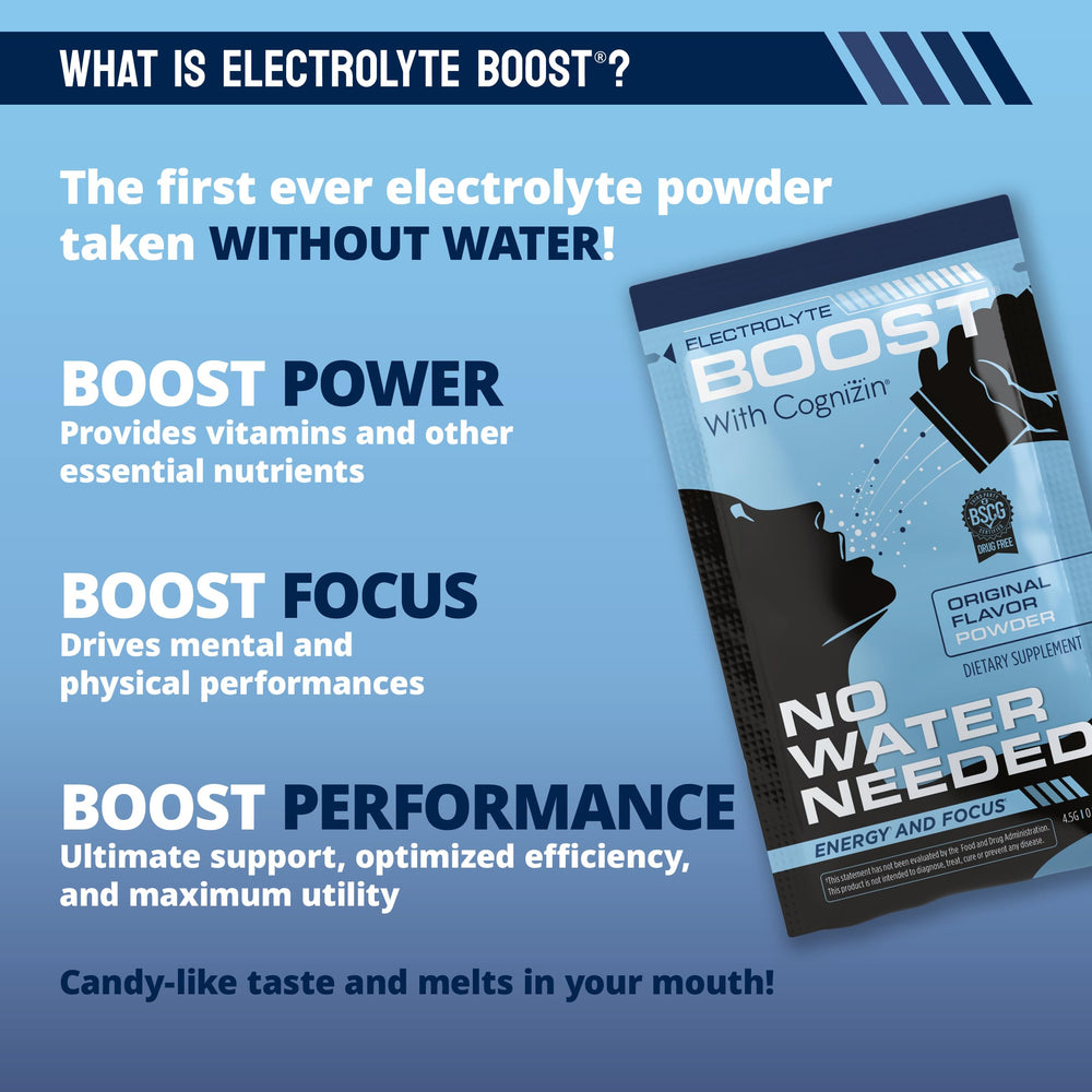 Electrolyte Boost Cognizin-powered formula supports focus and energy
