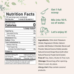 2 lb Concord Grape electrolyte powder with serving scoop