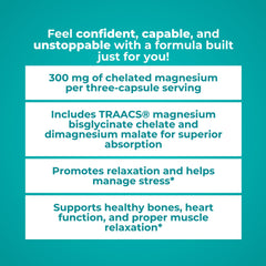 Nutrition facts showing 300 mg elemental magnesium per serving