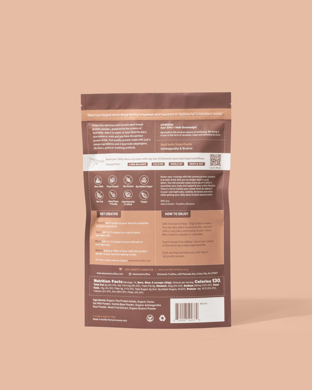 Elements Truffles plant-based protein shaker showing convenient post-workout option