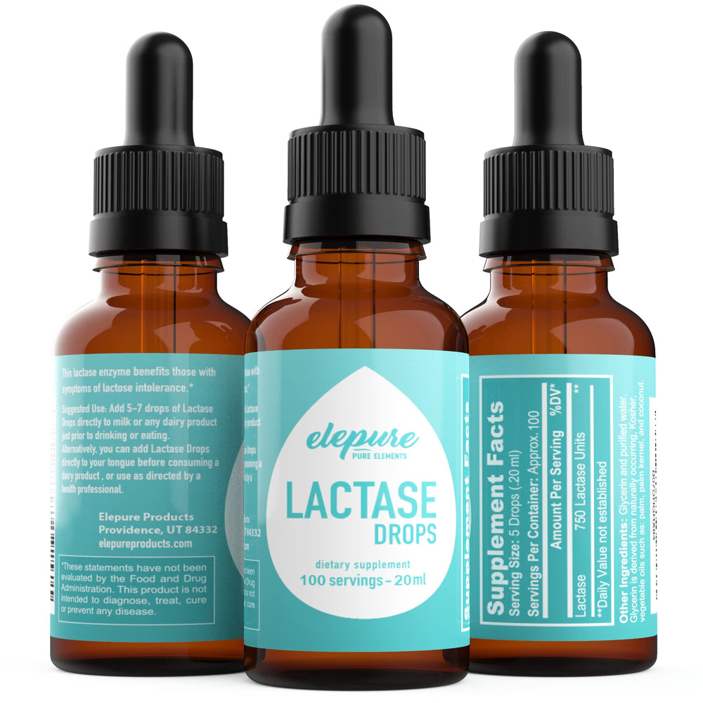 Lactase Drops container included with clear dosage info