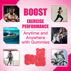 Individual strawberry flavored creatine gummy close up