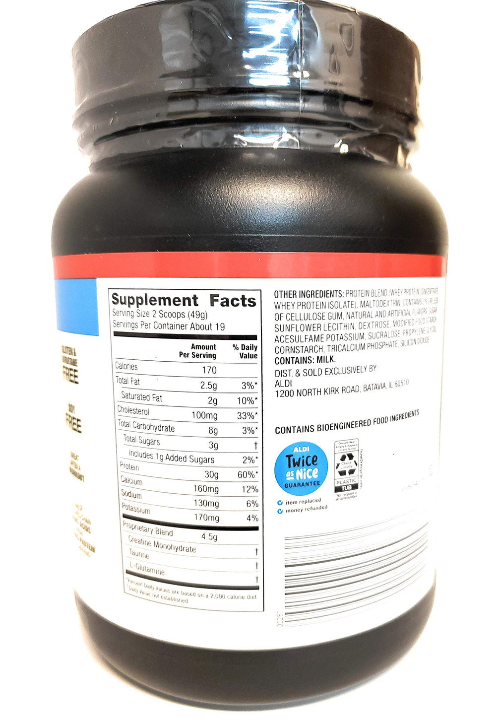 Elevation Vanilla protein powder-dispense with an easy scoop for quick shakes.