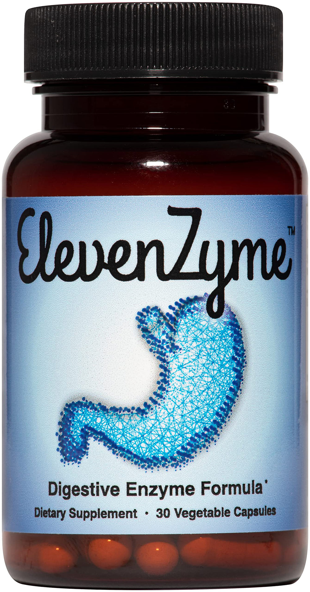 ElevenZyme bottle front view with label