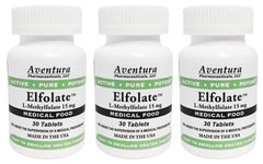 ELFOLATE 15mg L-Methylfolate bottle label with 30 tablets