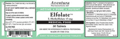 Close-up of ELFOLATE bottle label showing 15mg L-Methylfolate