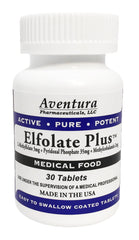 Front view of ELFOLATE Plus 3mg L-Methylfolate tablets bottle