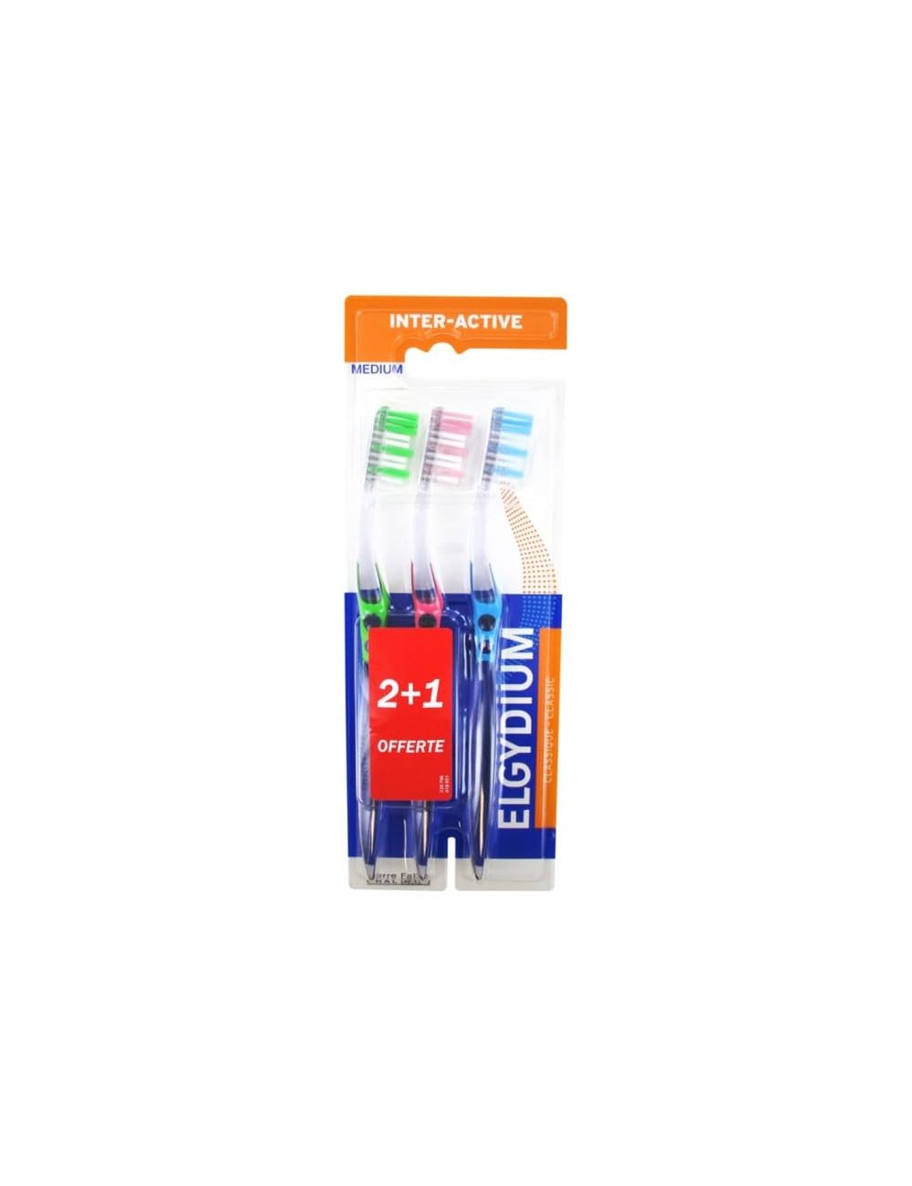 Elgydium Inter-Active Medium Toothbrush Pack of 3 Toothbrushes - image 1