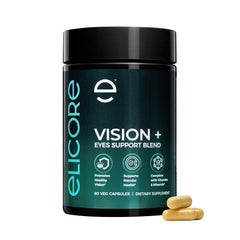 ELICORE Vision+ Eye Support Blend bottle and packaging on white background