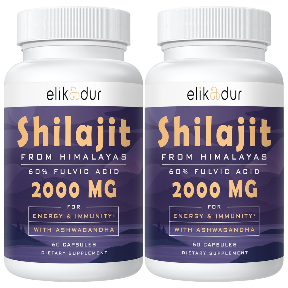 Elikadur 2000mg Shilajit capsules bottle and packaging