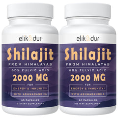Elikadur 2000mg Shilajit capsules bottle and packaging