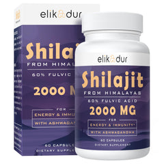 Bottle of Elikadur Shilajit Capsules with 60 capsules