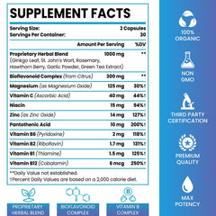 Close-up of Elikadur Tinnitus label highlighting 1500 mg per serving
