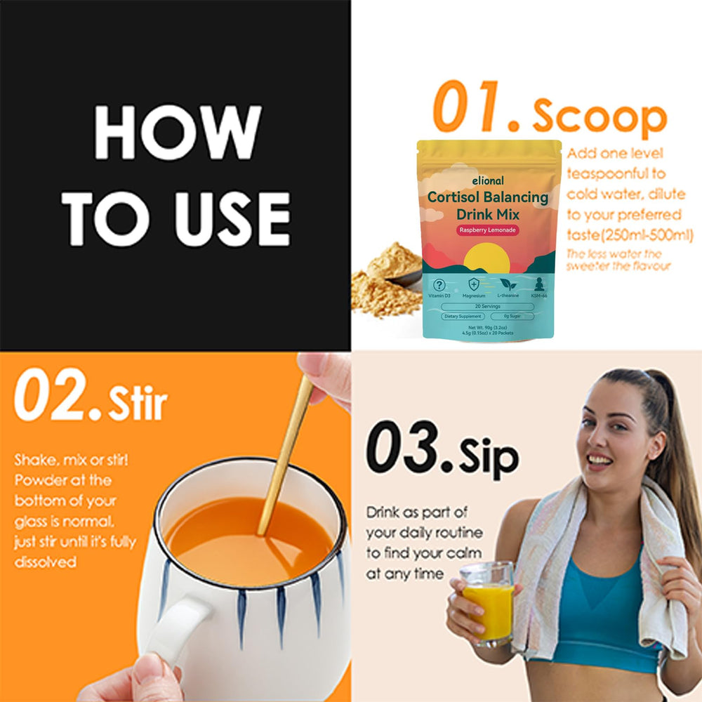 Elional ashwagandha and L-theanine ingredients visual.